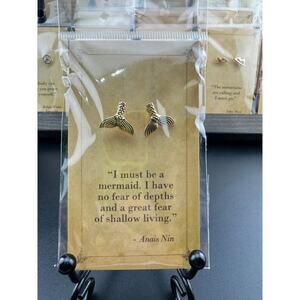 Bookish Quote Earrings - Gold Mermaid Anais Nin